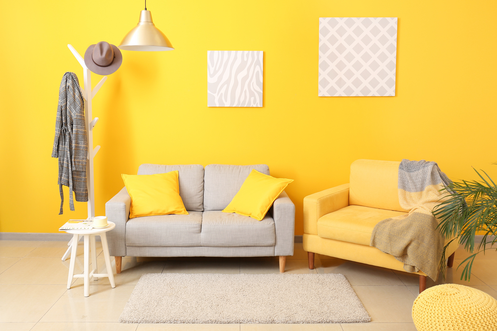 Bright Yellow Modern Living Room 